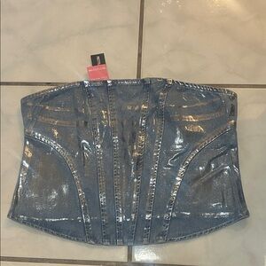 PrettyLittleThing Silver Crop Top